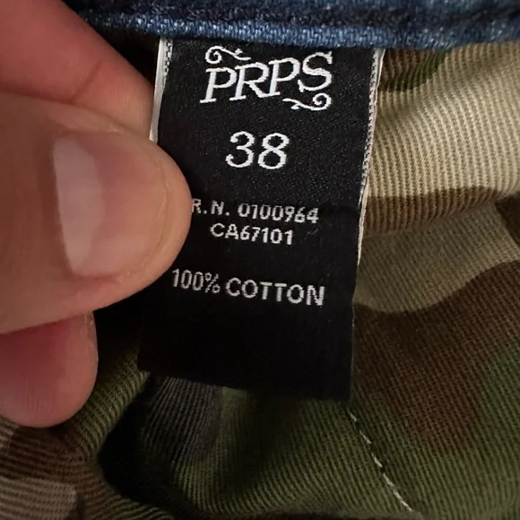PRPS Indigo Miyagi Patchwork Cargo Denim Jeans Noir Bruised Never Broken Size 38